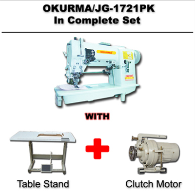 Picot Sewing Machine Okurma JG-1721PK Set Tabel Stand Clutch Motor
