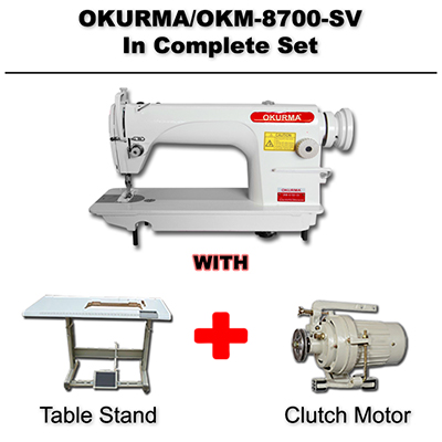 Okurma Lockstitch Machine 8700SV Set Tabel Stand Clutch Motor