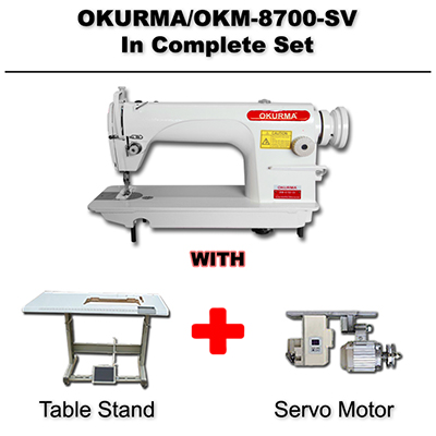 Okurma Lockstitch Machine 8700SV Set Tabel Stand Servo Motor