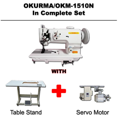 Okurma Single Needle Sewing Machine OKM-1510N in complete set with table stand and servo motor