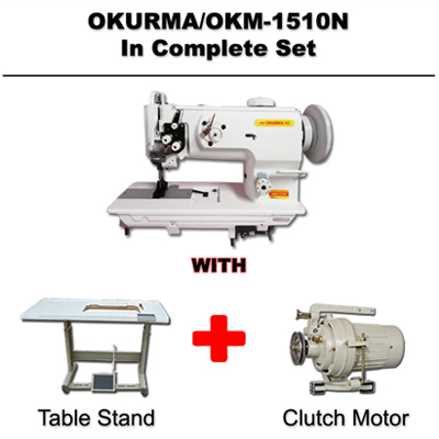 Okurma Single Needle Sewing Machine OKM-1510N in complete set with table stand and clutch motor