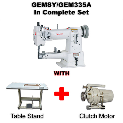 Gemsy 335A Single Needle Sewing Machine In complete set with table stand and clutch motor