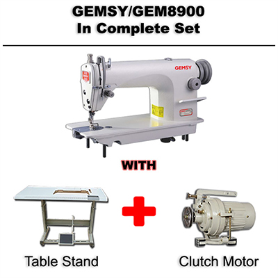 Gemsy Lockstitch Sewing Machine GEM8900 Complete Set with Table Stand and Clutch Motor