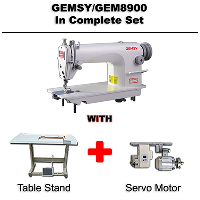 Gemsy Lockstitch Sewing Machine GEM8900 Complete Set with Table Stand and Servo Motor