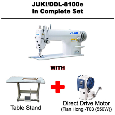 Juki Lockstitch Sewing Machine DDL 8100E Complete Set Table Stand and Direct Drive Motor